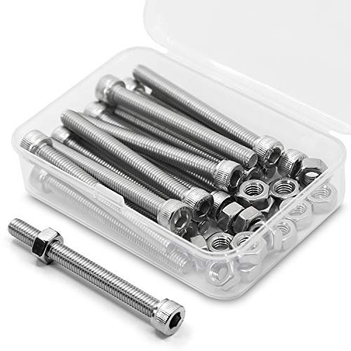 M6*70mm 15 Stück Innensechskantschraube und Mutter Kombinationsbox 18-8 Edelstahl Zylinderschrauben mit Innensechskant