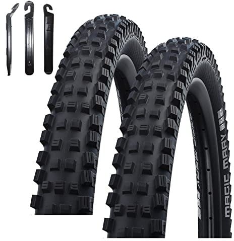 2 x Schwalbe Magic Mary BikePark Addix Fahrrad Reifen E-50 Schwarz 62-584 (27.5 x 2.40) inkl. 3 Reifenheber
