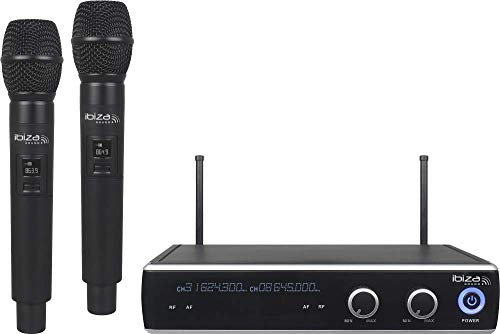 IBIZA DR20UHF-HH 2-Kanal UHF Wireless Doppel Funkmikrofon System mit Handmikrofon
