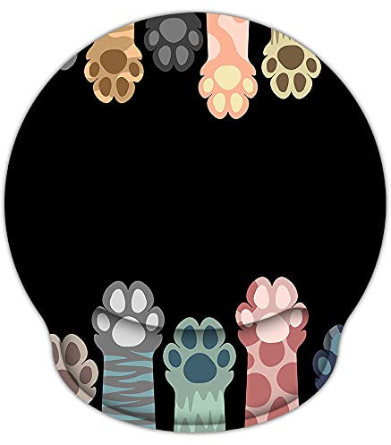 CHUQING Ergonomische Mauspad mit Handgelenkauflage-Mousepad mit Gelkissen Handgelenkstützen,25x23cm,schwarz,Katze Pfote Design