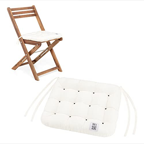 HAVE A SEAT Luxury | Sitzkissen 40 x 35 cm (2 St.) - bequemes Sitzpolster für Klappstühle - waschbar bis 95° C, Trockner geeignet - Made in Germany (40x35 cm - 2er Set, Weiß)
