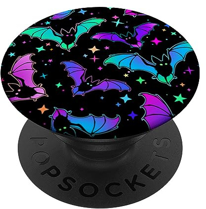 Gothic Bat Halloween Pattern Spooky Bats Lover gift on Black PopSockets Adhesive PopGrip