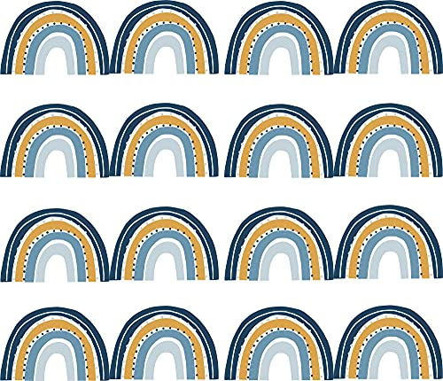 Pandawal Mini Regenbogen Wandsticker Set für Baby und Kinderzimmer kleine Deko Regenbogen Wandtattoos für Mädchen und Jungen Wanddeko (Senf Blau, 48)