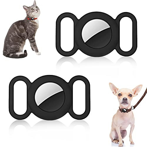 AUXSOUL 2 Sück Airtag Anhänger Hund Airtag Hundehalsband SilikonhüLle für GPS Tracking Finder Kompatibel Mit Airtag, Anti-Lost und Sicherheit