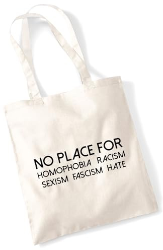 Huuraa Jutebeutel No Homophobia Racism Hate Geschenk | Baumwollbeutel 10 Liter Stoffbeutel Beutel aus Baumwolle Tasche Geschenkidee Einkaufstasche Langen Henkel