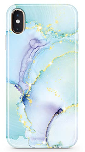JIAXIUFEN Compatible with iPhone X iPhone Xs Case Gold Sparkle Glitter Marble Slim Shockproof TPU Soft Rubber Silicone Cover Phone Case for for iPhone X iPhone Xs - Green Purple