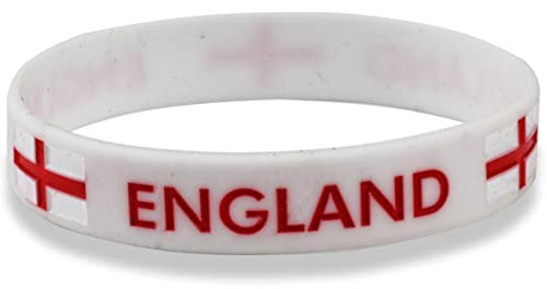 Silikon Armband England Fanartikel mit Flagge – Perfekt Für Fussball England fanartikel ! Einheitsgröße, passt jedem Erwachsenen. Unterstützen Sie Ihr Land. 1 Stück.