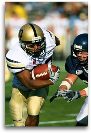 Premium Textil-Leinwand 50 x 75 cm Hochformat Premium Textil-Leinwand 50 cm x 75 cm hoch American Football - Angriff auf gegnerischen Ballträger | Wandbild, HD-Bild auf Keilrahmen, Wanddekoration, Kun