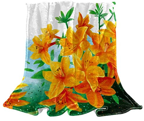 Fleece-Überwurfdecke für Couch, leicht, flauschig, Rhododendron, goldene Falkenblume