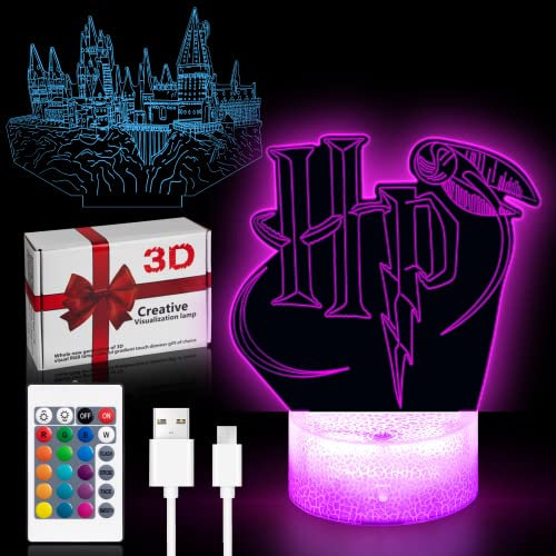 Niaetuto Nachtlicht Kinder,3D Lampe,3D LED Illusion Lampe,16 Farbe Dimmbar Nachtlichter,LED Lampe kinder 3D mit Fernbedienung&Smart-Touch,Nachtlicht für Kinder,Geschenke für Mädchen Junge