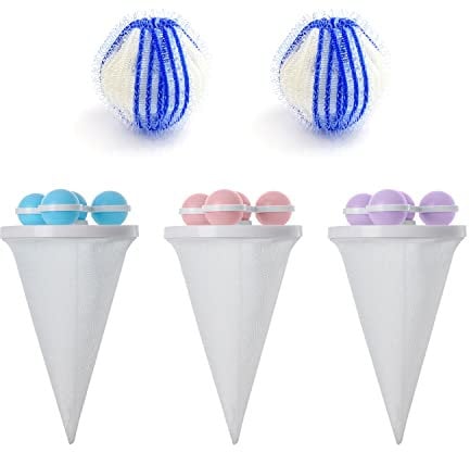 Haarfänger für Wäsche, 2 blaue und weiße Wäschebälle, wiederverwendbare Waschmaschine, schwimmender Haarentferner, Haarentfernungsball, Fusselentferner für Katze, Hund, Haustierhaar, Schmutzsammlung,