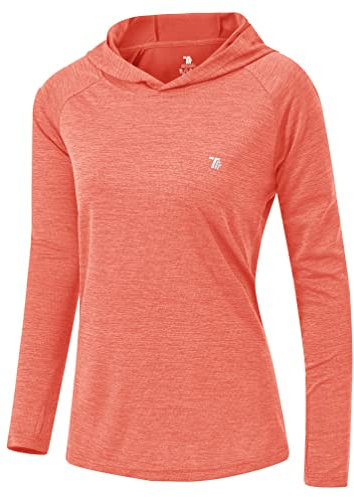 YSENTO Womens Running Sports Gym Tops Long Sleeve UPF 50+ Running Sports Gym Training Hoodies Shirts(Bright Red, S)