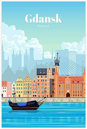 Dekorative Gemälde Danzig Vintage Reise Poster Malerei Home Dekoration Wand Kunst Wandbild Zimmer Dekor Ungerahmt 30x45cm
