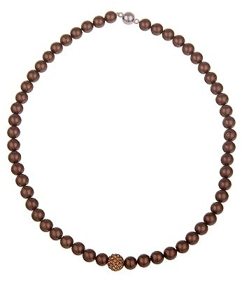 Leslii Damen-Kette Daniela Perlen-Collier Perlen-Kette Strass braune Perlen Modeschmuck-Kette Braun