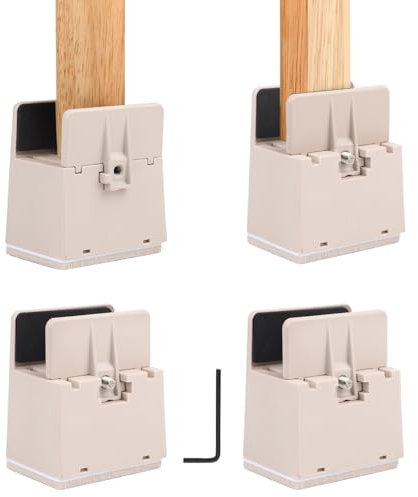 DBREAKS Gambe Rialzi per Mobili, 4Pcs Rialzi di Letto, 50mm Alzate per Mobili Regolabili con Morsetto a Vite, Rialzi per Divano per Impieghi Pesanti, Piedini Regolabili per Mobili (Beige)