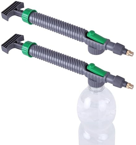 Druckzerstäuber (2er Pack) mit Aufsatz für PET Flaschen und verstellbarer Kupferdüse, Garten - Sprühkopf, Gartenzerstäuber - mit Sprühhebel