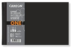 CANSON One - Carnet de croquis cousu 196 pages - Couverture rigide - 21,6 x 14 cm - 100g/m² - Blanc