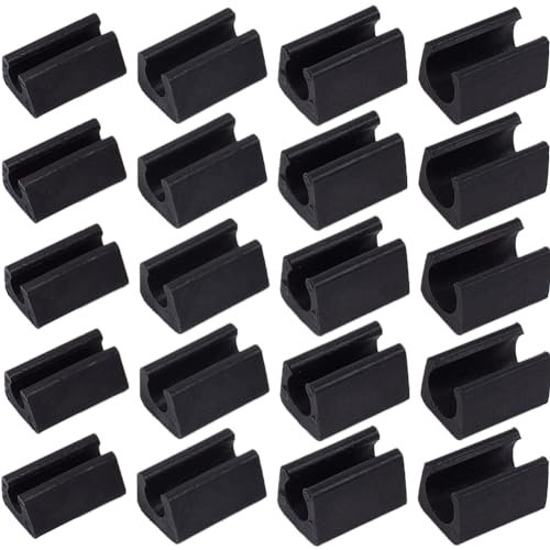 GORGECRAFT 40pcs 4 tailles Protecteurs de Pieds de Chaise Forme Rectangulaire Pinces pour Pieds de Chaise Couverture en Plastique Patins de Sol pour Capuchons de Tubes Noir Antidérapants en Forme de U
