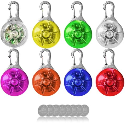AVIDA ZEN Blinklicht Schulranzen Kinder 8x, Leuchtanhänger Hund, Clip on | mit 3 Leuchtmodi, Reflektoren Katzen, Jogger, Camper, Reflektor Licht, Hundelicht (8er Set)