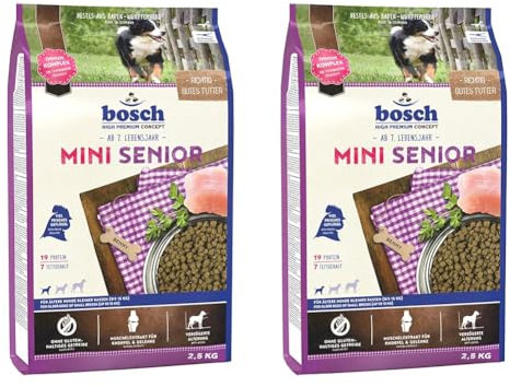 Bosch HPC Mini Senior | Hundetrockenfutter für ältere Hunde Kleiner Rassen (bis 15 kg) | 1 x 2.5 kg (Packung mit 2)
