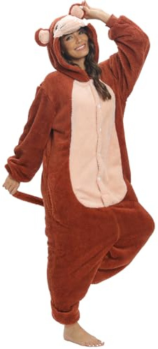 LATH.PIN Adulte Kigurumi Pyjama Unisexe Anime Animal Costume Cosplay Déguisement Combinaison Onesies Ensembles de Pyjama Panda Vêtements de Nuit Sleepwear (Singe,XS)