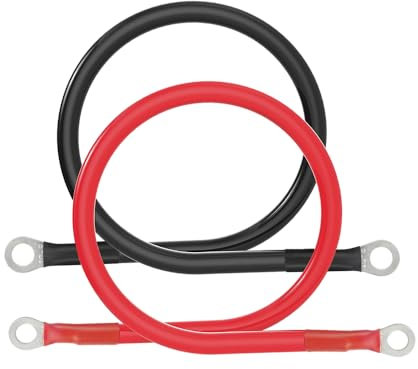 Yinleader Wechselrichter Kabel 2pcs 3AWG/25mm² 50cm 12V Rot und Schwarz Auto Batterie Ladegerät Kabel führt mit M8 Ringklemmen Kupferdraht für LKW, Solar, RV, Marine