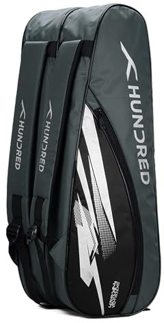 Hundred Cosmogear Badminton Kit-Tasche | Doppelter Reißverschluss | Tasche mit Reißverschlusstasche vorne | Material: Polyester | Gepolsterte Rückentragegurte | Leicht zu tragender Griff