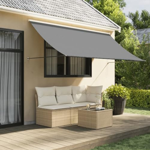 Homgoday Markise Einziehbar Außenmarkise Balkonmarkise Fallarmmarkise Fenstermarkise Sonnenmarkise Terrassenmarkise Sonnenschutz für Fenster Terrasse Balkon Anthrazit 300x150 cm Stoff und Stahl