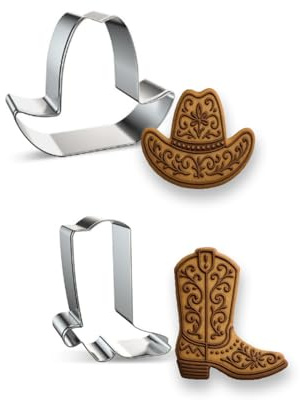 YAFIYGI Cowboyhut Ausstecher Boot Cowgirl Ausstecher Set Rustikale Western Plätzchen Ausstecher Formen Lustige Fiesta Backwerkzeuge Rodeo Ausstechformen Ideal für Babyparty Geburtstag Backen Essen DIY