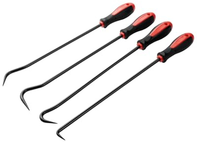 ROTATION 4-Piece Heavy-Duty Long Hook & Pick Set, Automotive Hose Removal Tools for Vehicle Radiator and Coolant Hose, Clamp, and More