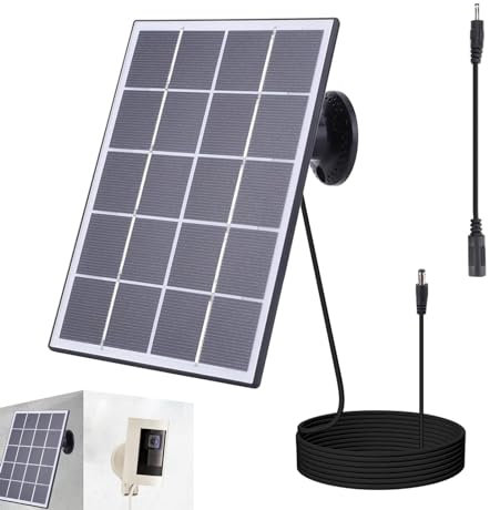 Panneau de charge solaire de sonnette – Panneau solaire de caméra 10 W avec étanchéité IP65 | Chargeur solaire étanche alimenté en continu pour batterie rechargeable, caméra extérieure et sonnette
