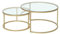 JZGORC 2er Set Couchtisch, Stapelbarer Runder Beistelltisch für Wohnzimmer, Vergoldete Metallbeine, Geeignet für Wohnzimmer, Café, Lounge (80 * 45 cm und 60 * 35 cm) – Glas Gold
