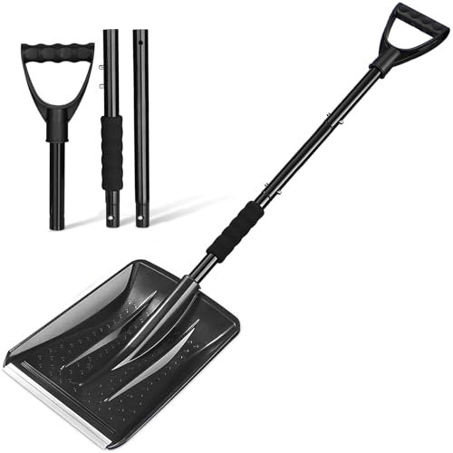 UMUACCAN Pelle à neige au design ergonomique - Design 4 en 1 amovible - Peut être formée en deux longueurs différentes - Convient pour la neige, le jardin et le camping (noir)