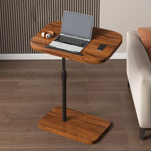 Moderner höhenverstellbarer C-förmiger Beistelltisch mit 360° drehbarer Halterung für Wohnzimmer TV Tablett Beistelltisch mit verstellbarer Höhe und Drehfunktion