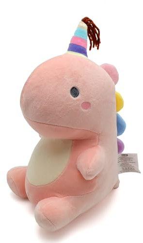 Hislovy 30cm Dino Kuscheltier, Dinosaurier Plüschtier Stofftier Plüsch Weihnachten Geburtstag Geschenke, Rosa