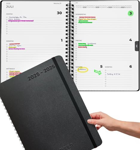 Kalender 2026 A4 - Terminkalender, Lehrerplaner, Schülerplaner, Uni Planer 2025 2026 - Wochenplaner Buchkalender - Terminplaner, Notizbuch mit Kalender Buch 2025 2026 - Juli 2025 bis Juli 2026