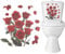 GORGECRAFT 4 Stück Toilettendeckel Aufkleber Mit Roten Rosen Pflanzen Toilettenaufkleber Blumen Grüne Blätter Selbstklebend Wasserdicht PVC Badezimmer Blumenstrauß Aufkleber Für Laptop Spülkasten Wand