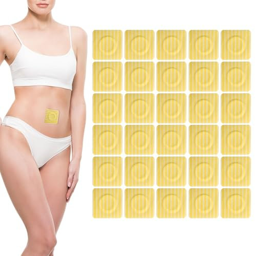 30st Rizinusöl Packung für den Bauchnabel, 6x6cm Selbstklebend Rizinusöl Packung Wrap Sehr Saugfähig Rizinusöl Kompressen Kein Waschen Erforderlich (Öl Nicht im Lieferumfang Enthalten)