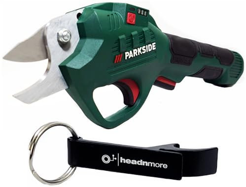 HEADNMORE® Flaschenöffner Schlüsselanhänger im Bundle mit PARKSIDE® 4V Akku Astschere Astsäge Gartenschere Gehölzschneider mit USB-C-Ladekabel (ohne Netzteil)