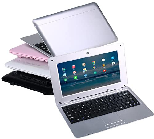 Goldengulf Computer portatile da 10,1 pollici, 8 GB, Quad Core, Android 6.0, mini netbook, sottile e leggero, netflix, YouTube, Flash (argento)