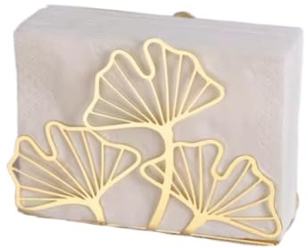 Serviettenhalter aus Metall mit Ginkgo-Blättern für Tische, Serviettenspender, Taschentuchständer für Zuhause, Küche, Restaurant, Picknick, Party, Kaffee, Bar, Esszimmer (Gold)