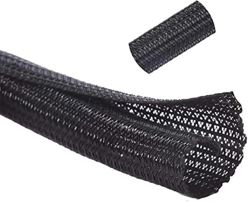 Cable Tidy Sleeve, Cord Protector Wire Loom Tubing Cable Sleeve Split Sleeving for USB Power Cord Audio Video Cable – Protect Cat from Chewing Cords, Black (10mm 3M)