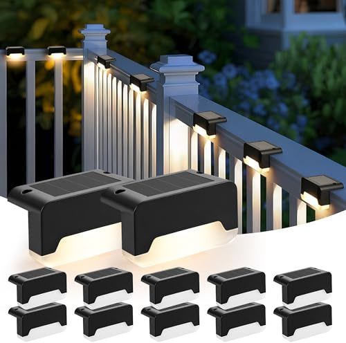 Solpex Solarlampen für Außen, 12 Stück LED Solarleuchten Garten (Warmweiß) | Solar Wandleuchten für Außen, Poolbeleuchtung Solar, IP65 Wasserdicht für Außentreppen, Treppen, Zaun, Garten, Terrasse