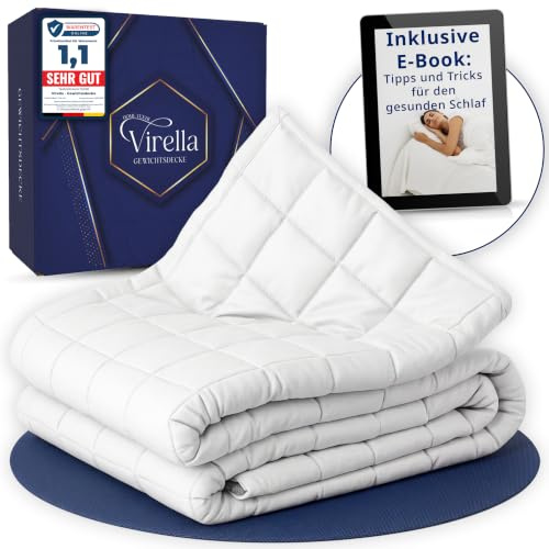 Virella Gewichtsdecke 7kg 135x200cm - Schwere Bettdecke aus 100% Baumwolle | Heavy Weighted Blanket - Entspannungsdecke - Anti Stress Therapiedecke - Schwere Decke für tiefen Schlaf und bessere Erholung