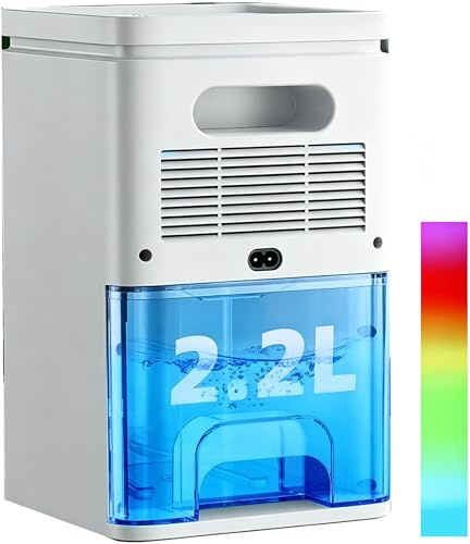 Deumidificatore Casa Elettrico Anti Muffa 2200ml Portatile - Ultra Silenzioso, Timer 2-12h, Spegnimento Automatico | LED 7 Colori | Per Bagno, Camera, Armadio (Rosa)