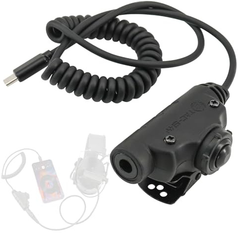 U94 V2 PTT Adapter für Tepy-C Plug Tactical Headset Zubehör Kompatibel mit iPhone 17 16 15 Samsung Galaxy S8 S9 S10 S20 Plus Stecker Telefone (C0034BK-MILIT)