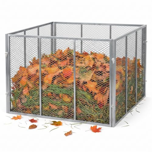 HomeLuxWorld Garten Komposter Metall, verzinkt, 750L, 100x100x75cm, Silber | Gartenkomposter zur Erstellung von Kompost mit Gartenabfällen, wetterfester Metallkomposter, Schneller Aufbau mit Stecksystem