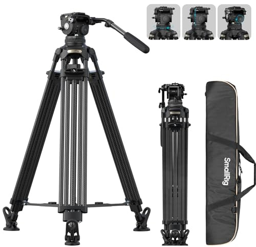 SMALLRIG 79''/200.5cm Heavy-Duty Carbon Fiber Video Tripod, 7-Step Counterbalance Head, Snap-on Quick-Release Plate for DJI & MFT 501, Max Load 17kg/37lb, Professional Video Shooting - FSD18-5578