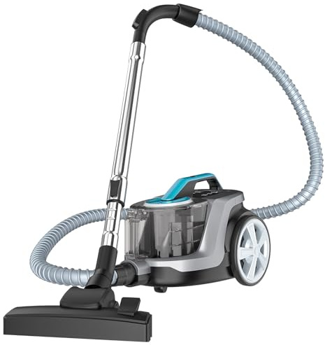QIAKEFE Staubsauger Ohne Beutel,1600w Staubsauger Beutellos,4L Staubbehälter,5M Stromkabel,Leistungsstark,Kompakt und Leicht, Bodenstaubsauger für Alle Bodenbeläge und Teppich (Grau)