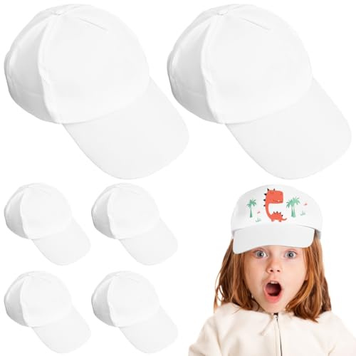 Toyvian Weiße Baseballkappen im Großpack, 10er-Packung, DIY-baumwollkappen für Kinder, Mädchen Und Jungen, Kreative Bastelprojekte